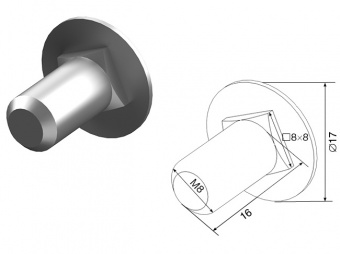 Болт М8 16мм с потайной головкой и квадратным подголовком (14016P)