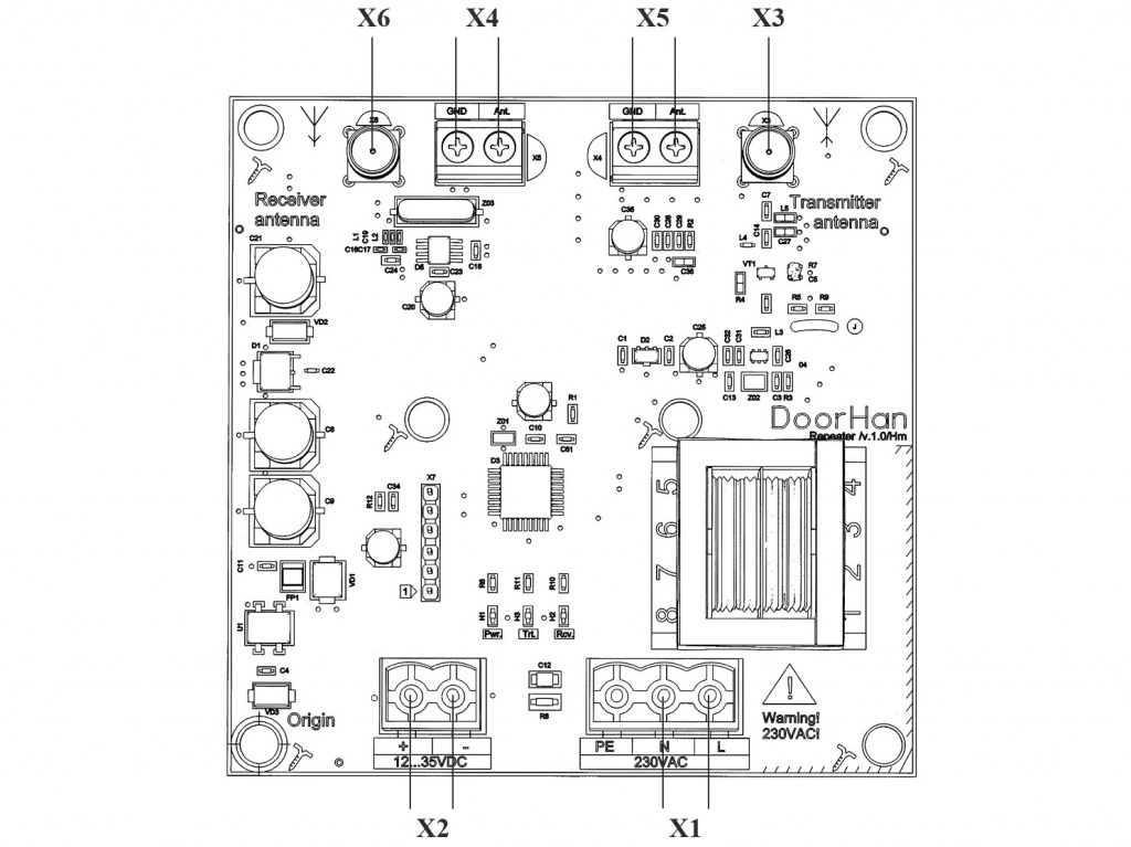 Схема подключения ретранслятора сигнала для пульта Repeater-1.0